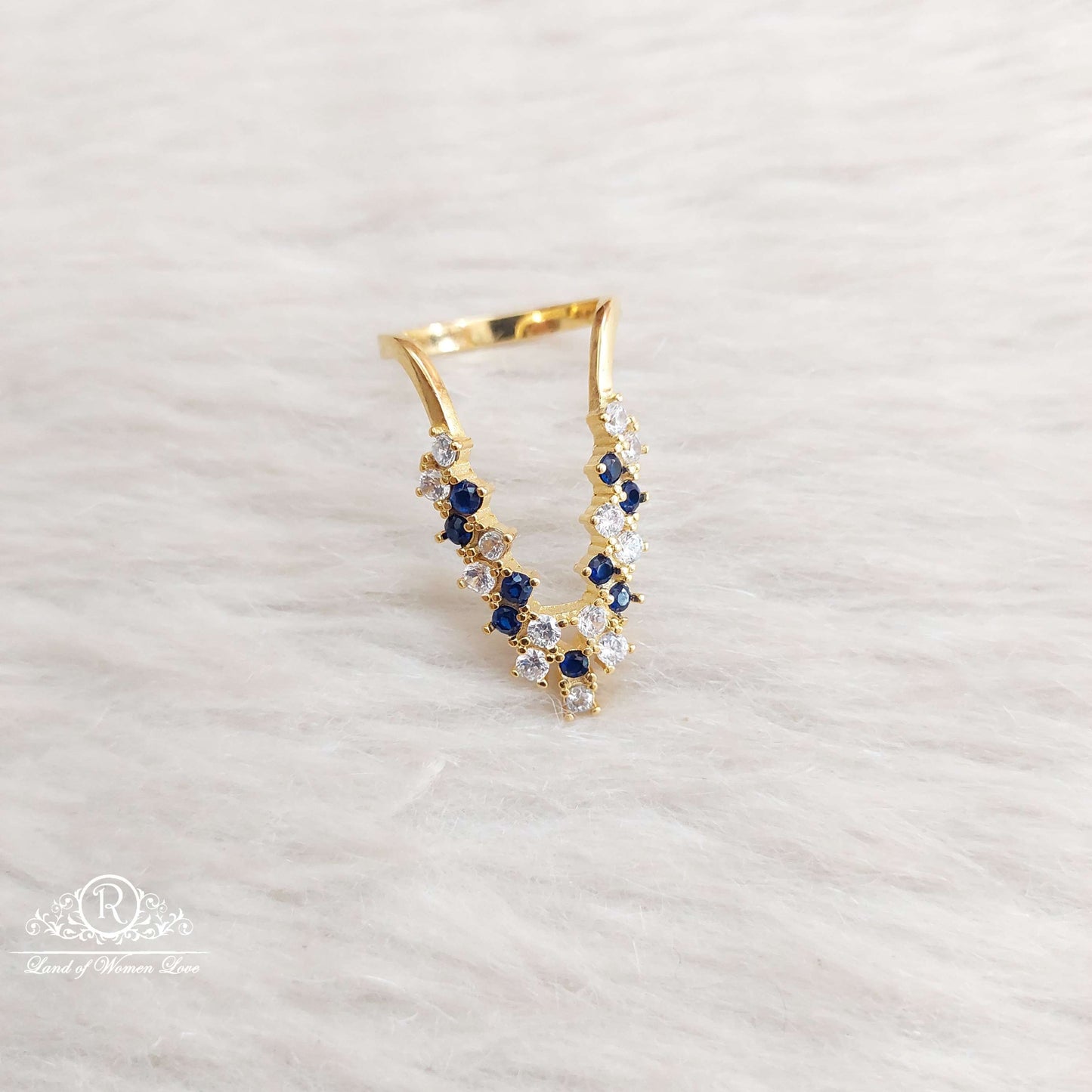 ring silver blue stones finger ring-sa130-1 92.5 silver ramala jewelry / ramala collections