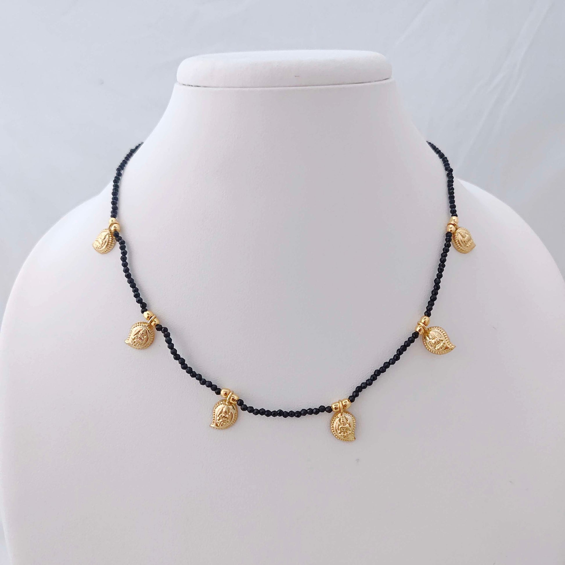 necklace silver gold polish mango with block beads -rcd200 92.5 silver ramala jewelry / ramala collections