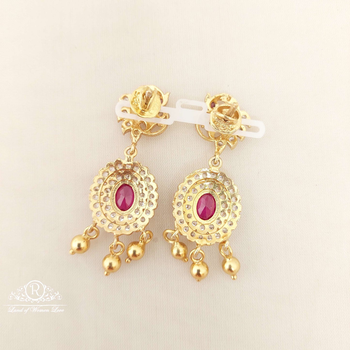 Silver White Stones Peacock Design Earrings-C213