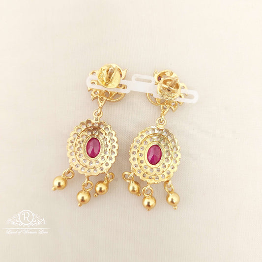 Silver White Stones Peacock Design Earrings-C213