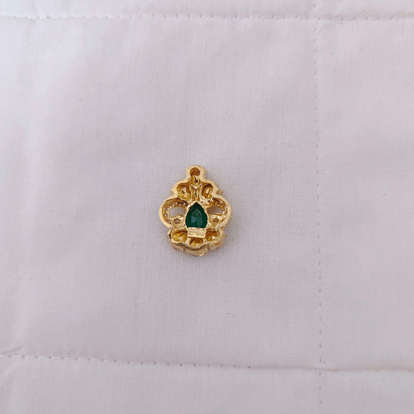 Silver base CZ-gold polish side locket design -RCD235