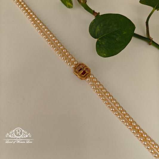 92.5 silver simple and Cute pearls chocker with ruby chocker pendant-RCH961