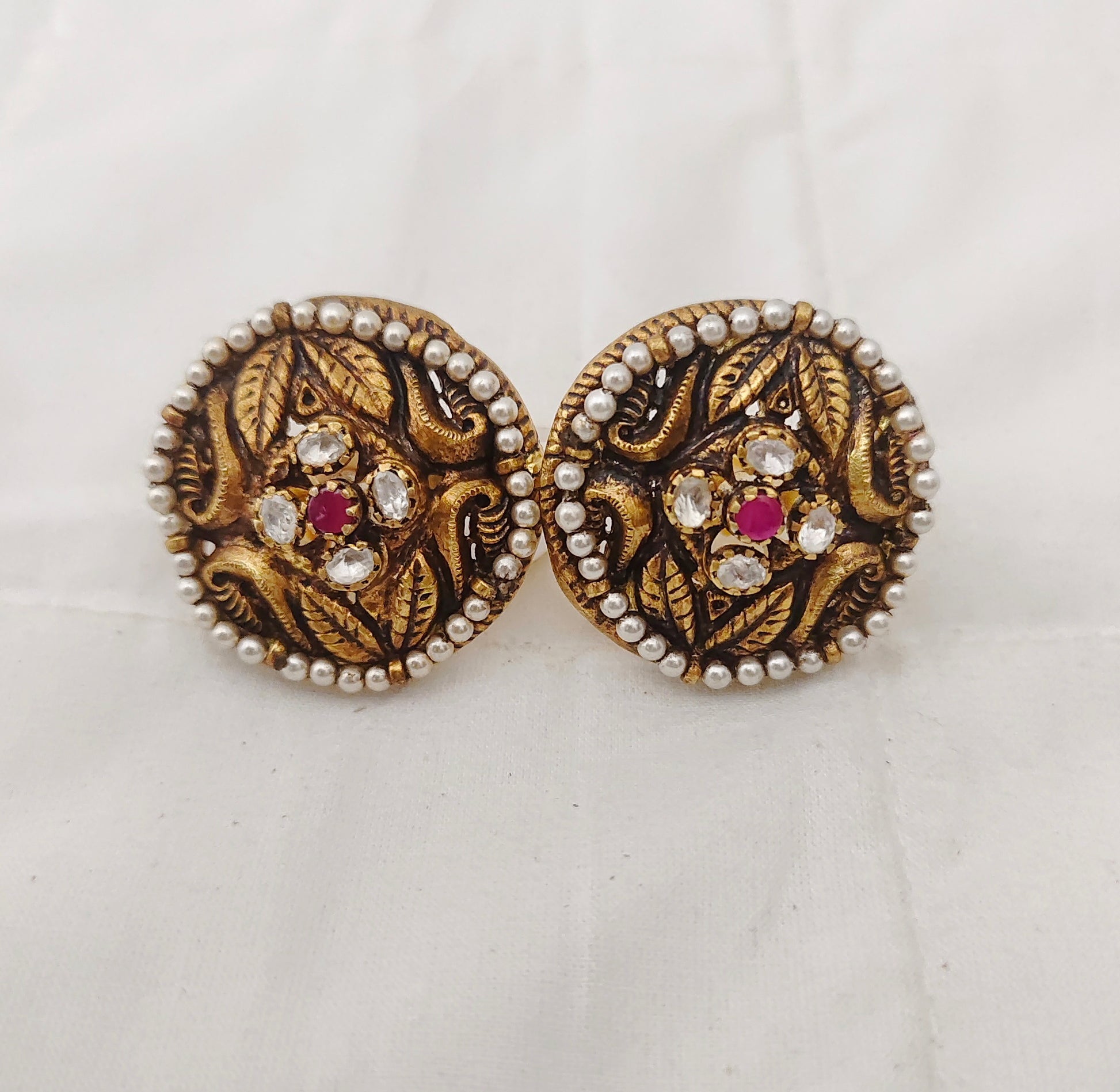 earrings silver base cz-gold polish earrings -rcm573 cz 92.5 silver ramala jewelry / ramala collections