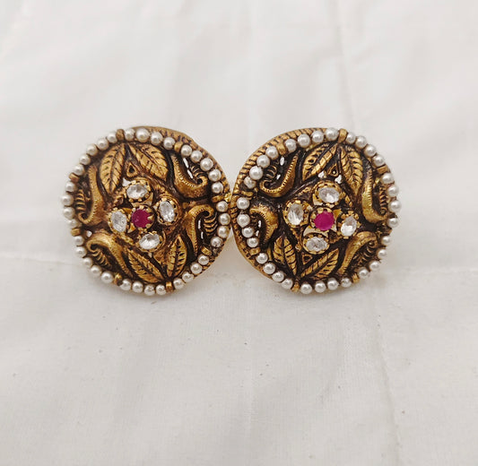 earrings silver base cz-gold polish earrings -rcm573 cz 92.5 silver ramala jewelry / ramala collections