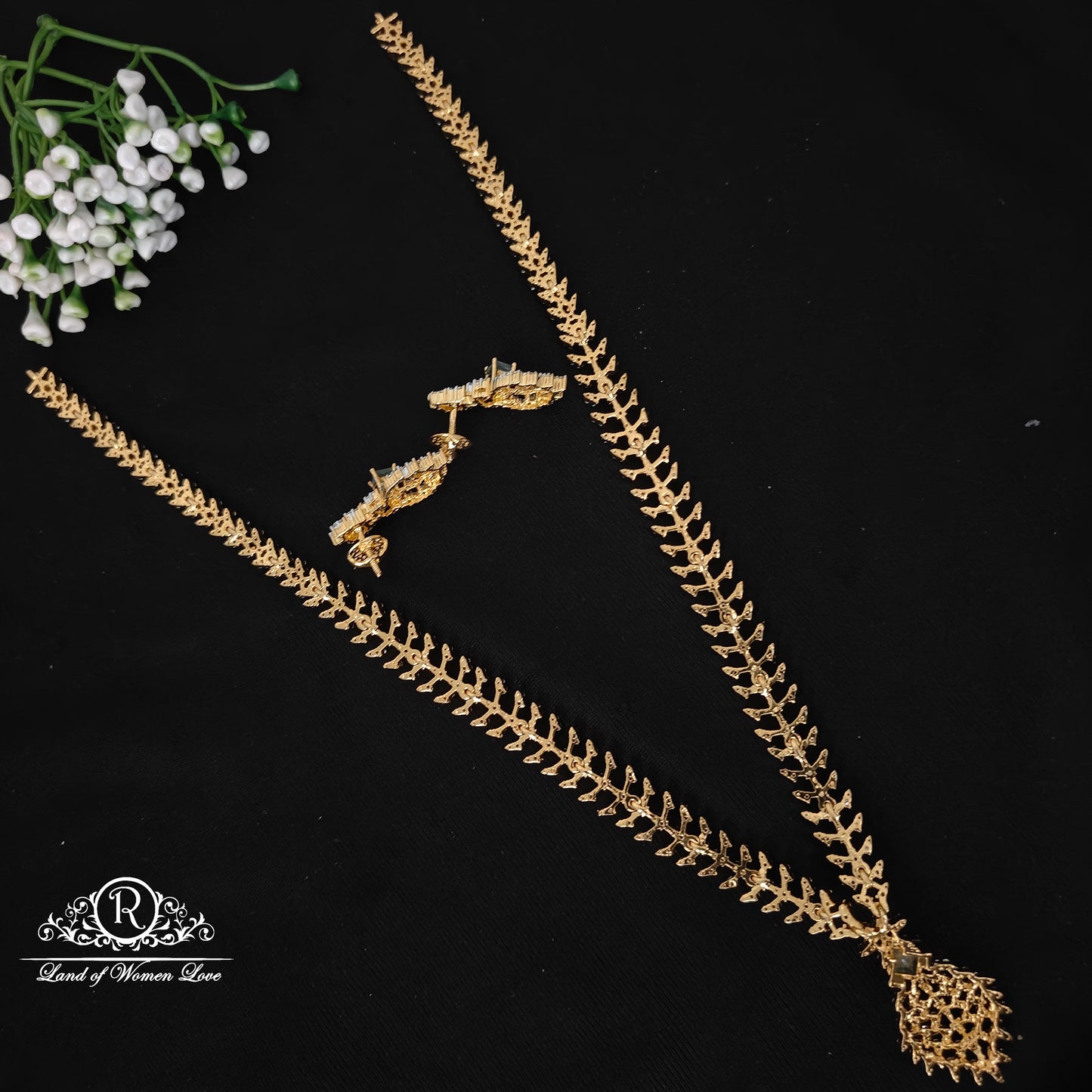 Silver simple and Cute haram with earrings -RCDS0060