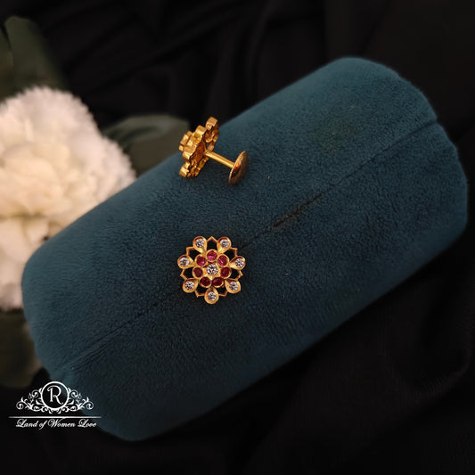 Silver flower design earrings-RCNS037