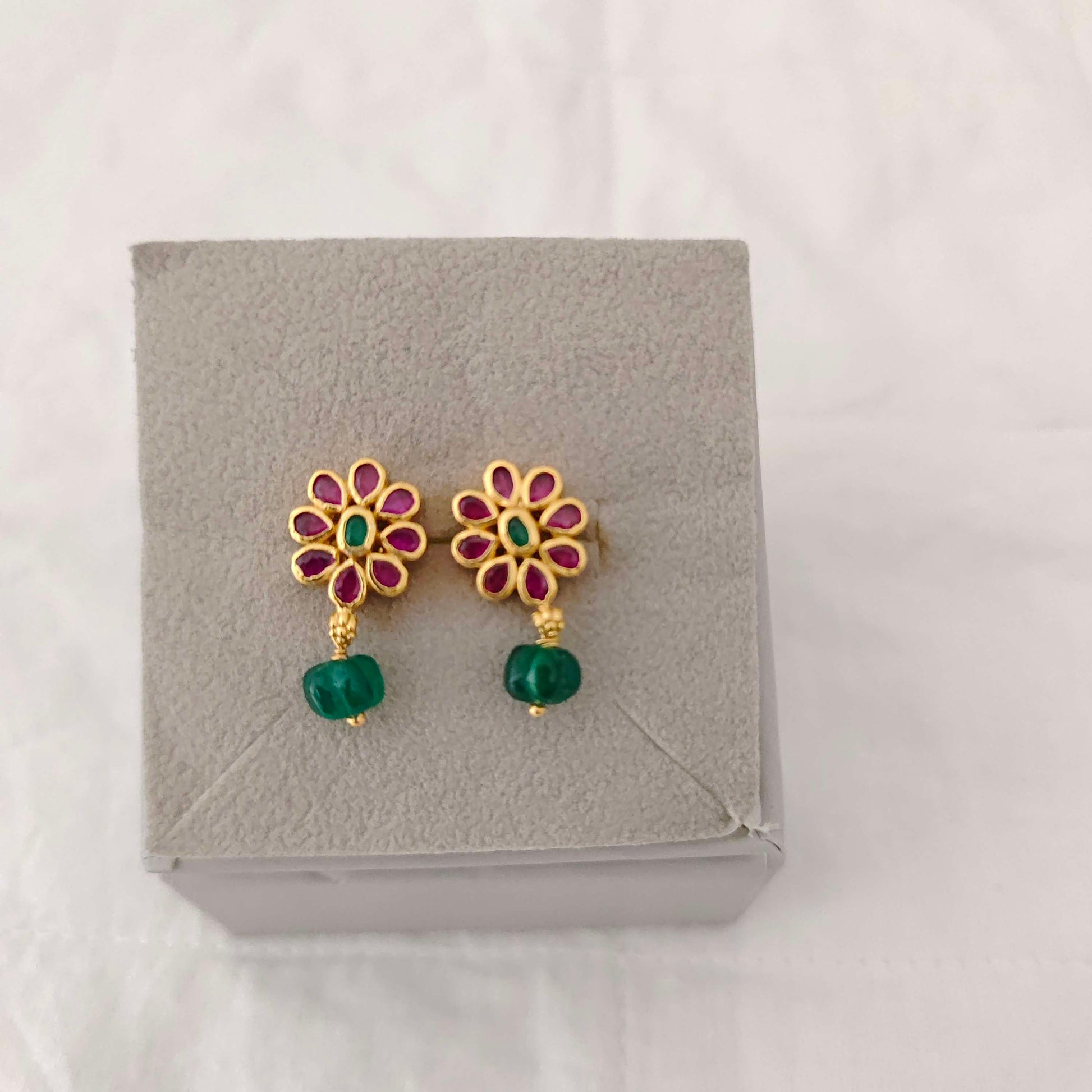 earrings silver with gold polish kempu earrings -rcm579 92.5 silver ramala jewelry / ramala collections