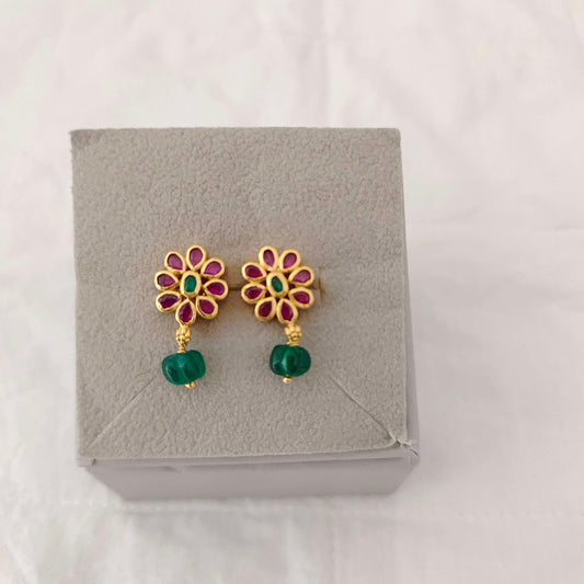 earrings silver with gold polish kempu earrings -rcm579 92.5 silver ramala jewelry / ramala collections