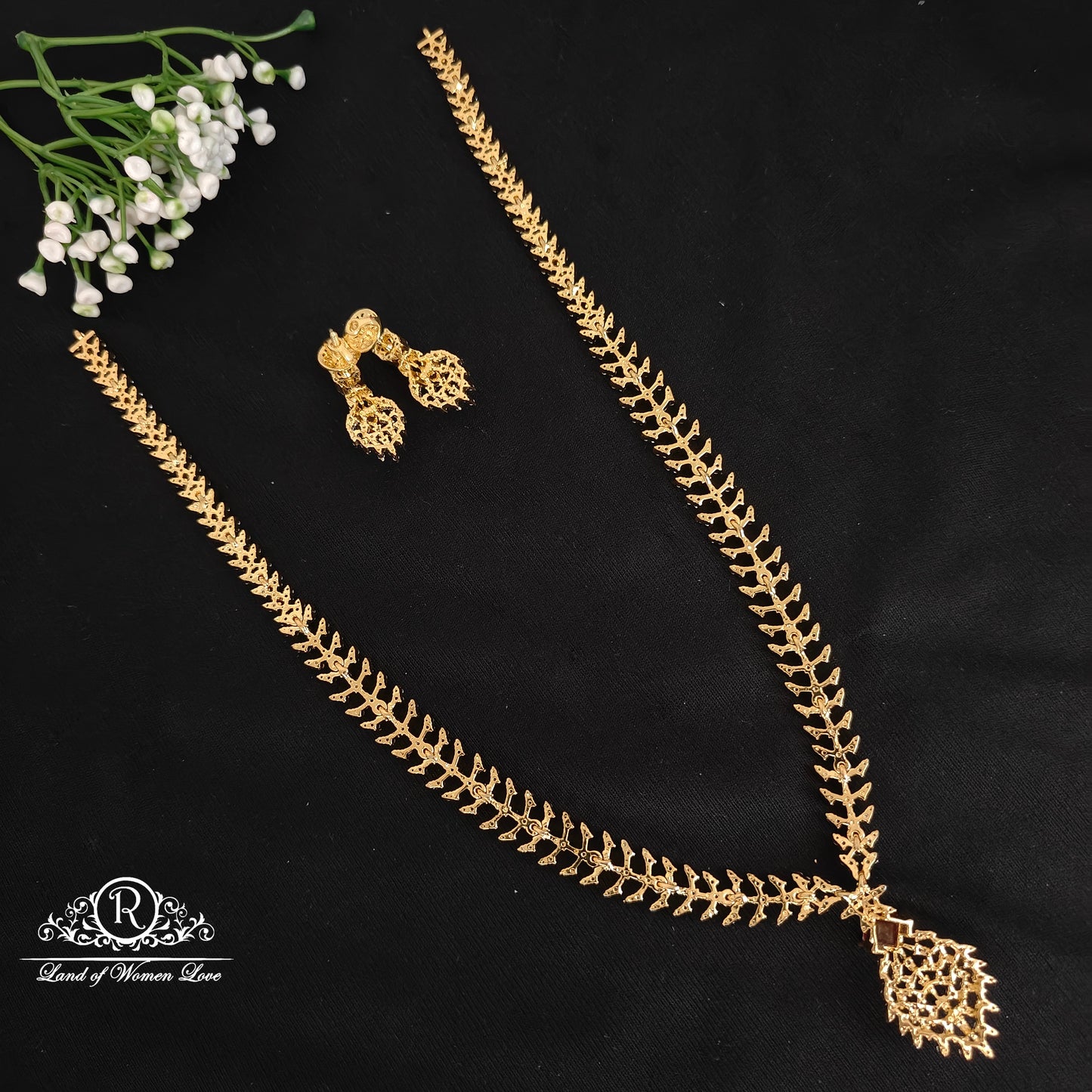 Silver simple and Cute haram with earrings -RCDS0054