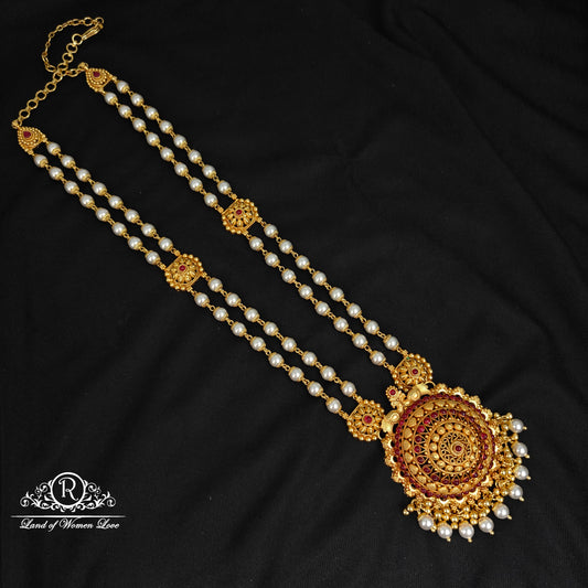 haram 92.5 silver two lines pearl haram with locket-rcm1159 pearl 92.5 silver ramala jewelry / ramala collections