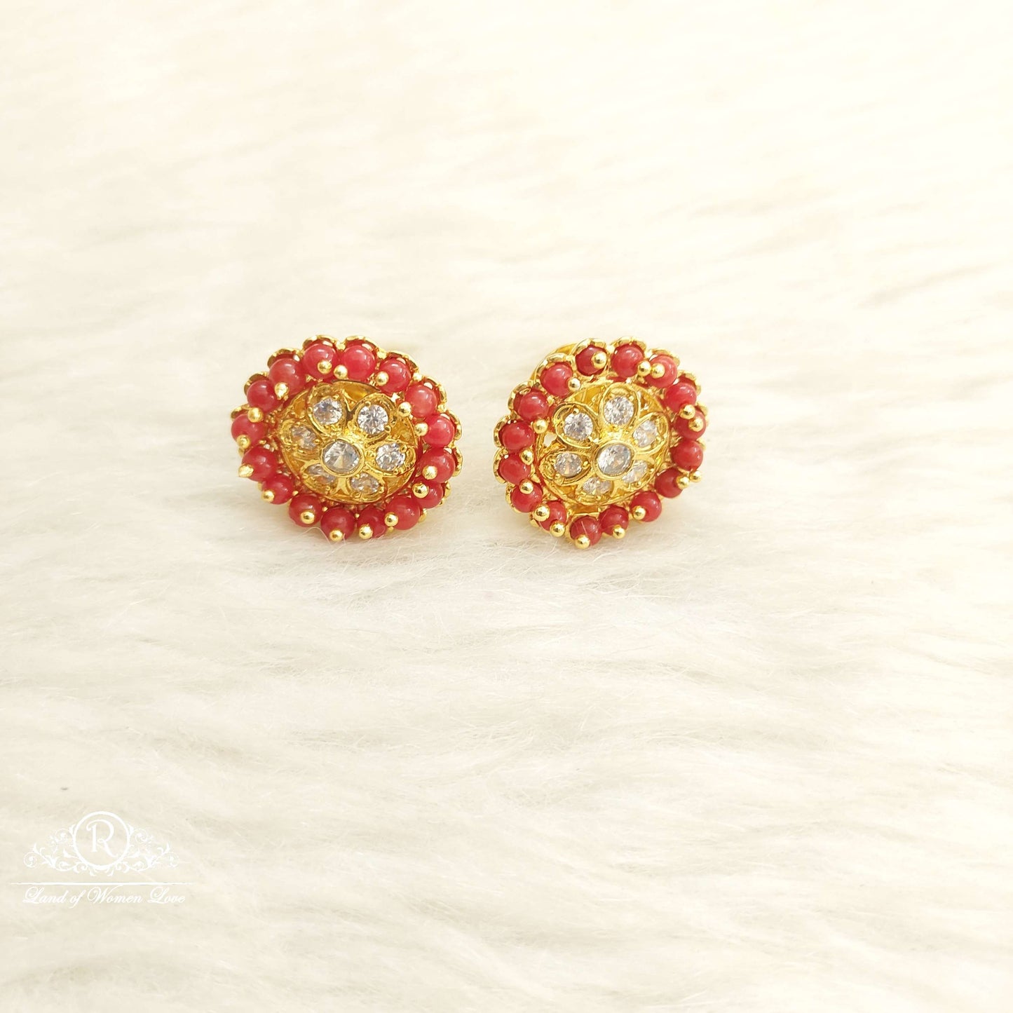 Silver Coral Earrings-D019