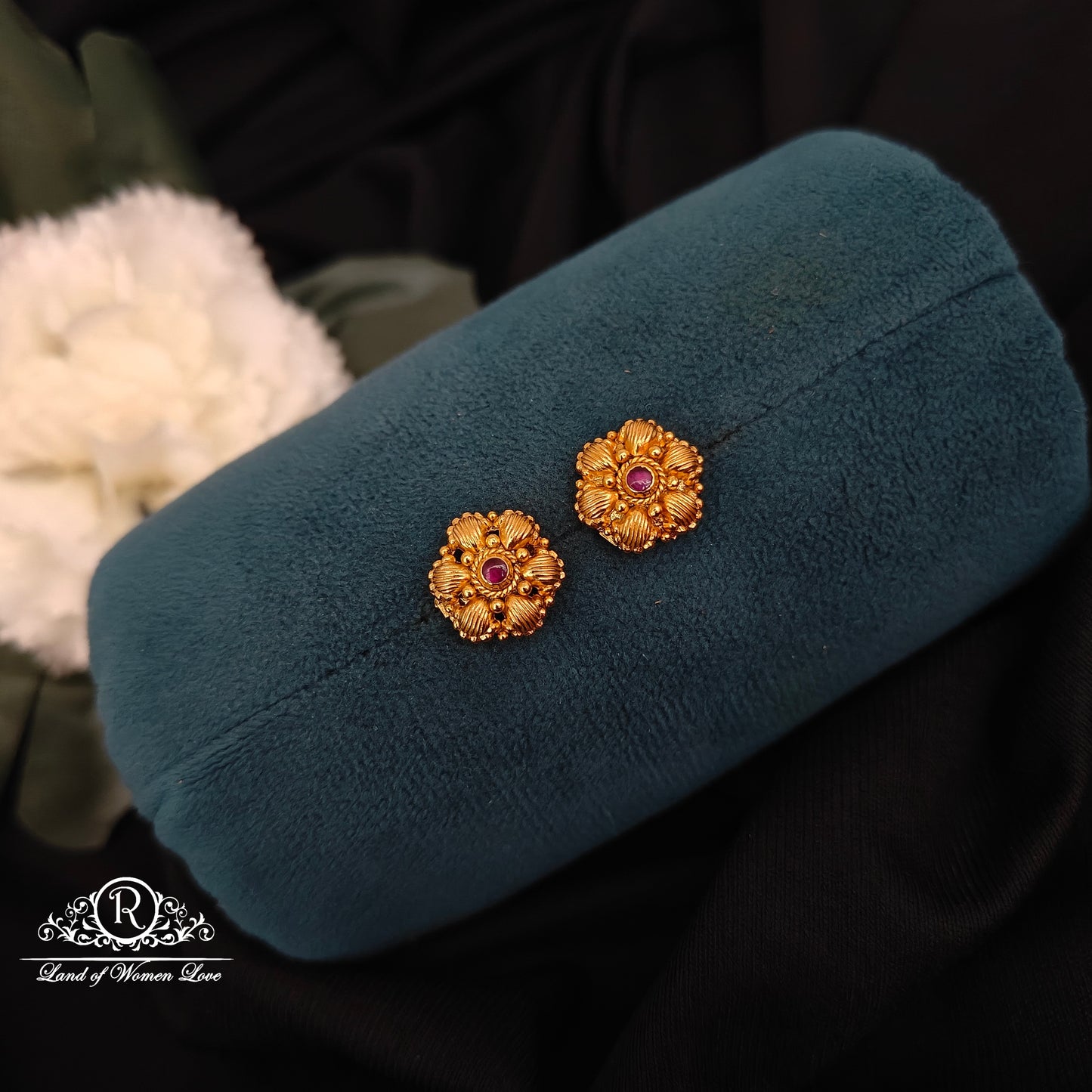 earrings silver gold polish flower design earrings-rcns040 92.5 silver ramala jewelry / ramala collections