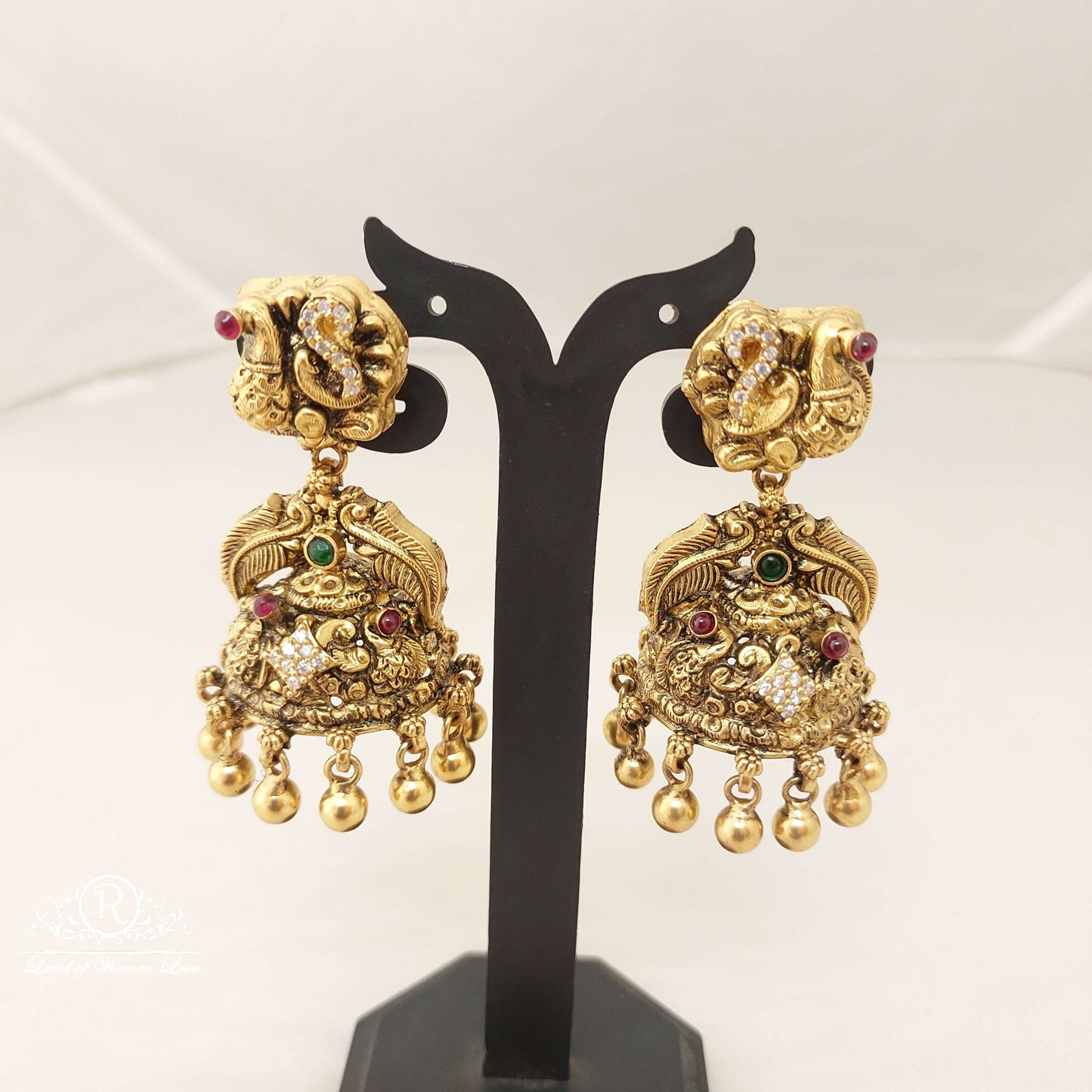 Silver Peacock Design Antic Finish jhumka Earrings-C188