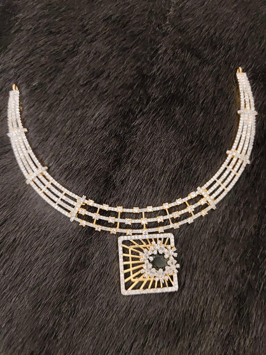 necklace silver cz- white stones necklace-rcjr240 cz 92.5 silver ramala jewelry / ramala collections