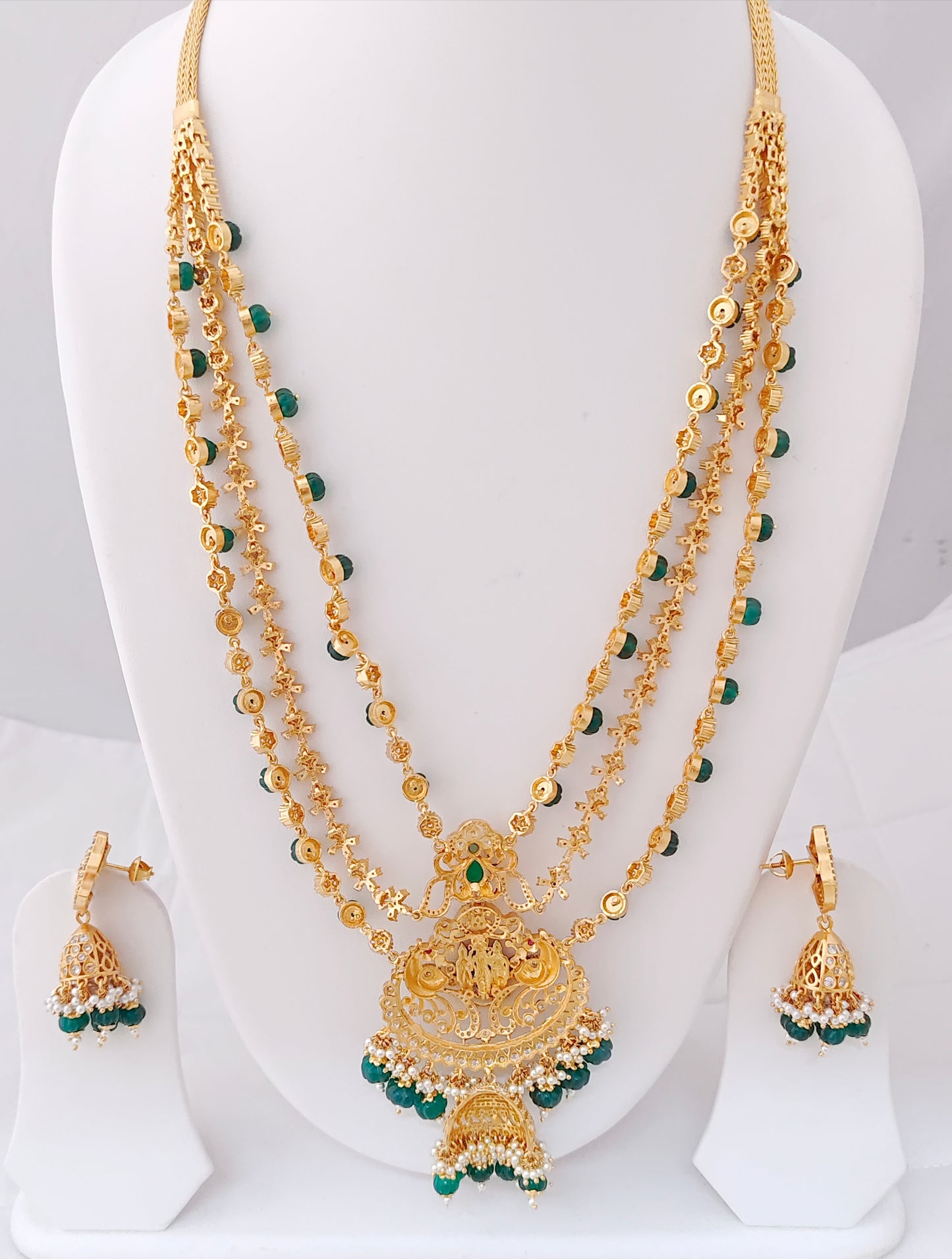 Silver CZ-gold polish Ramulavari set wise haram-RCM503,RCM512