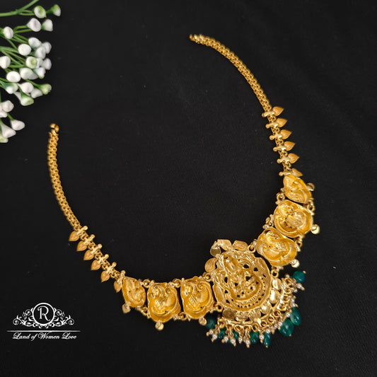 Silver peacock and Lakshmi Devi Design necklace -RCDS0445