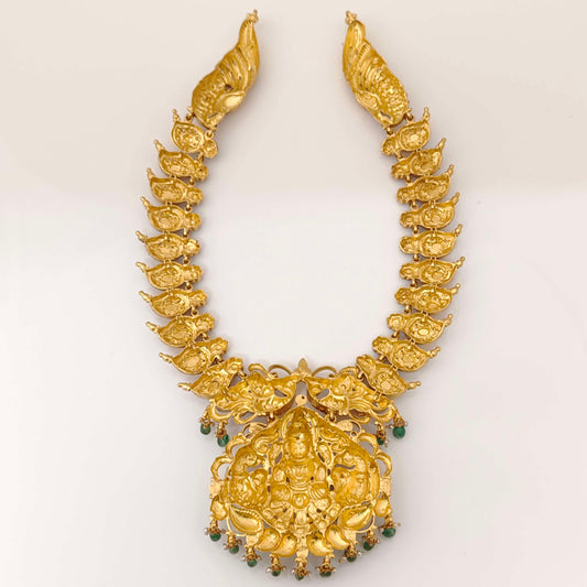 Silver Peacock & Mango Model Lakshmidevi Haram-RCC314