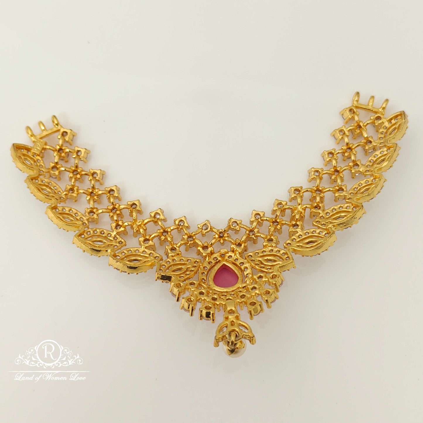 Silver White Stones Mala Locket Design-RCH545