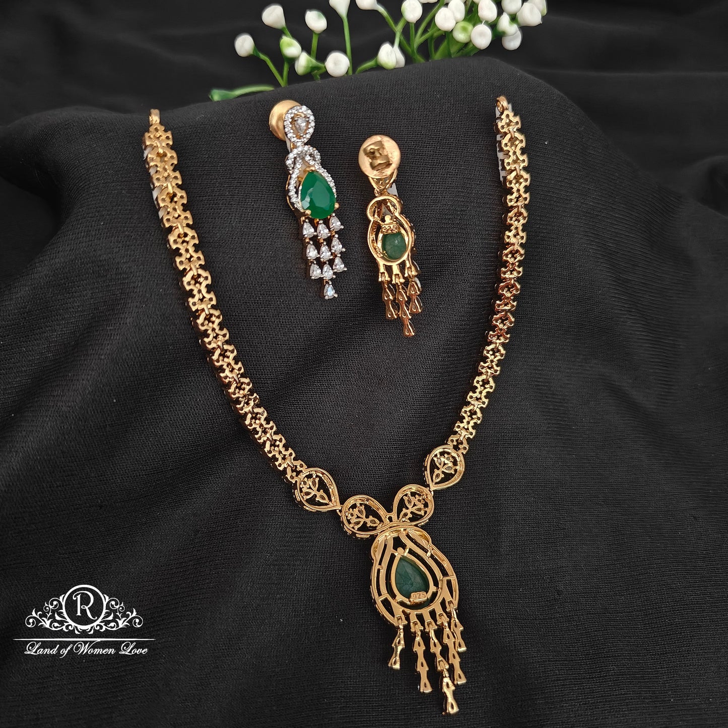 92.5 silver simple and Cute necklace with earrings -RCM091245