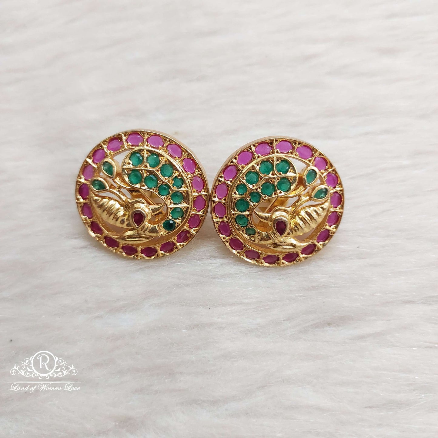 Silver Peacock Stud Earrings-SA207