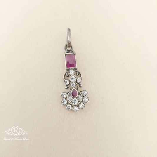 silver white & kempu stones locket-m305 92.5 silver ramala jewelry / ramala collections