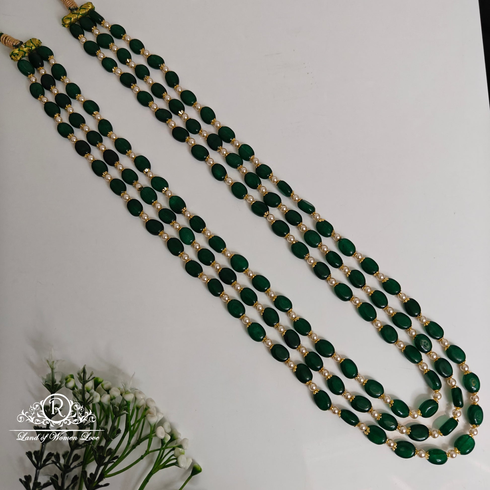 imitation fashion green beads mala-rcsj009 92.5 silver ramala jewelry / ramala collections