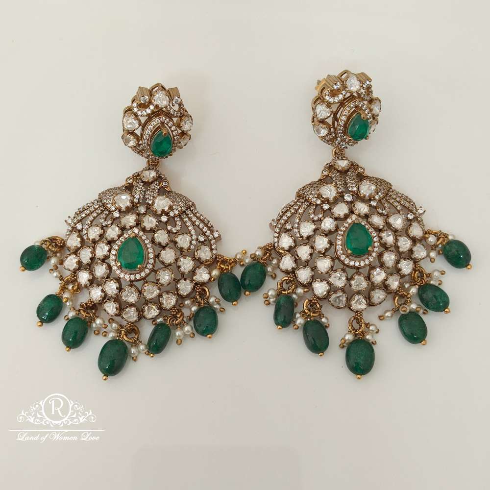 Silver Victorian Moissanite Peacock Design Earring-RCZ33