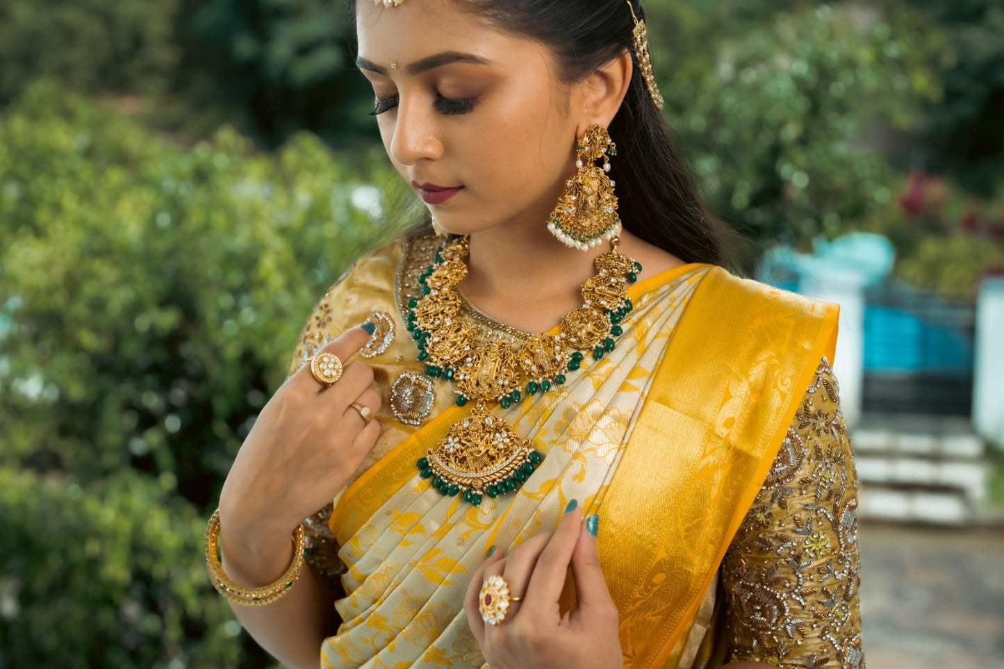 Silver Dhasavatharam Design Necklace With Earrings-S761762