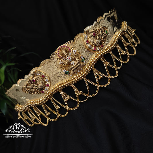 92.5 silver beautiful vaddanam with lakshmi devi design -rch914 92.5 silver ramala jewelry / ramala collections