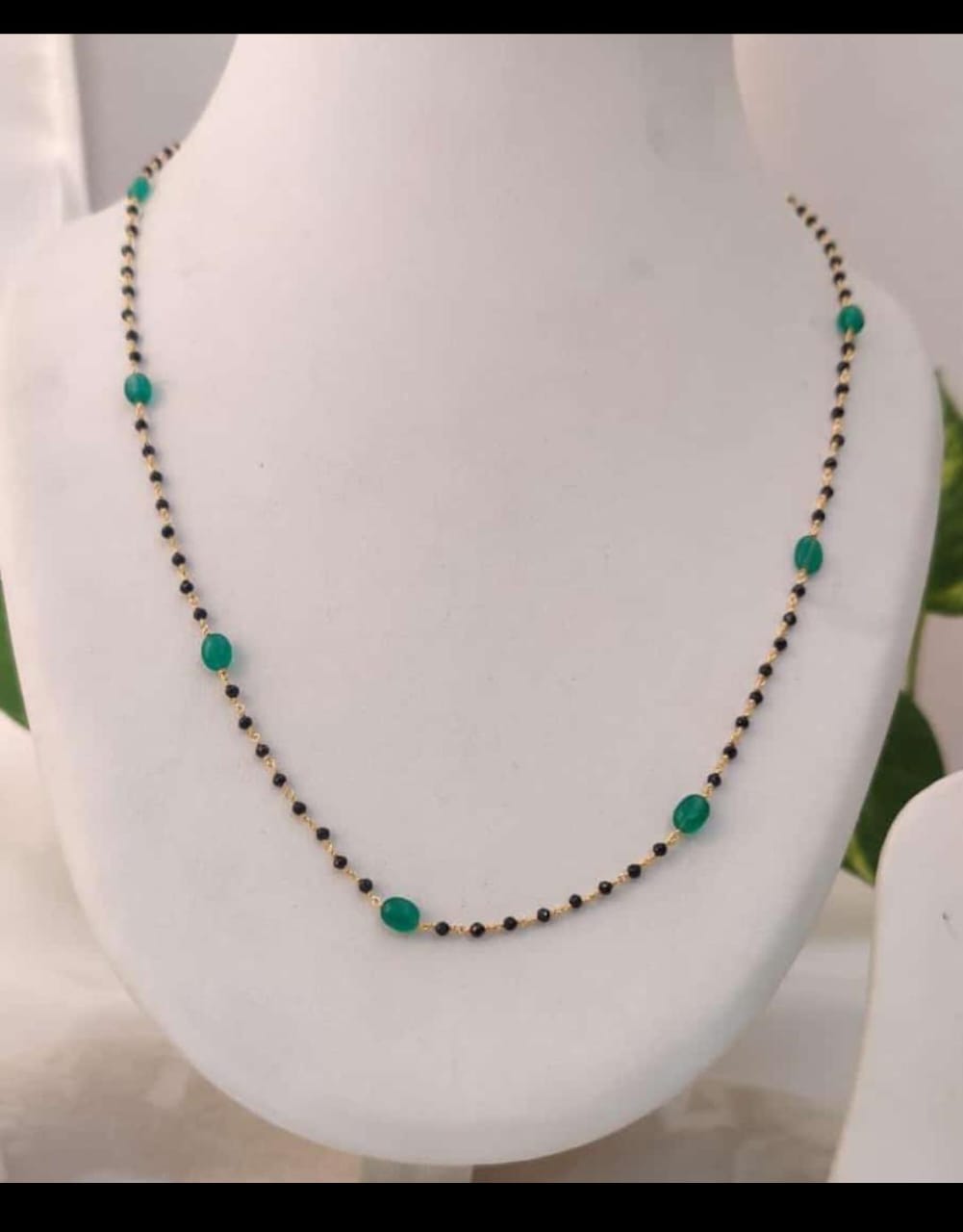 silver green beads semi black diamond -rch344 92.5 silver ramala jewelry / ramala collections