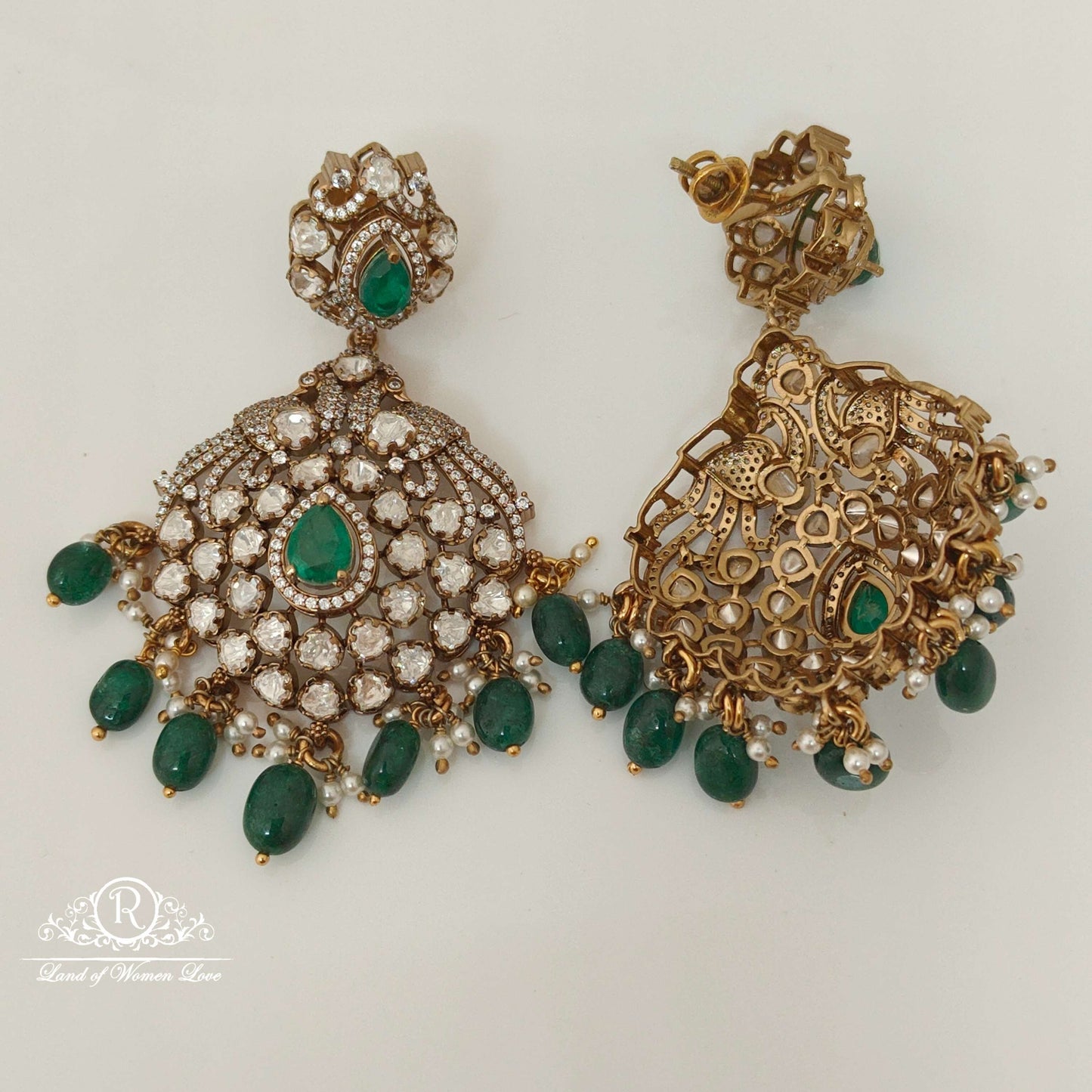 Silver Victorian Moissanite Peacock Design Earring-RCZ33