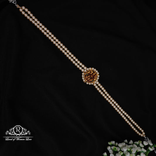 92.5 silver simple and Cute pearls chocker with Lakshmi Devi pendant -RCH891