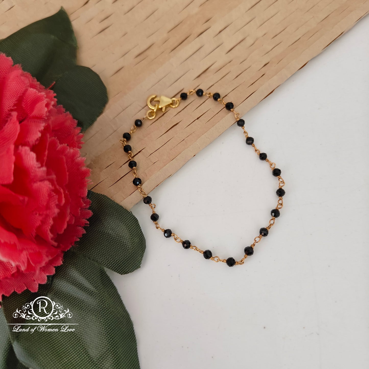 bracelet 92.5 silver simple and cute black beads bracelet -rch957 92.5 silver ramala jewelry / ramala collections