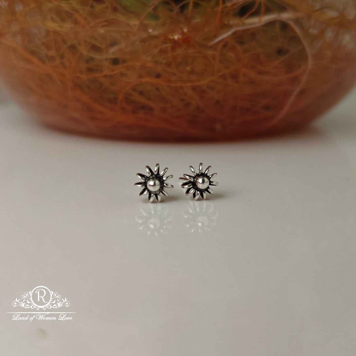 stud silver sun model kids earrings-rchs26 92.5 silver ramala jewelry / ramala collections