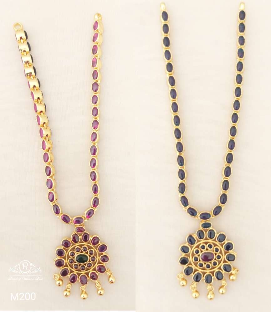 necklace silver blue with kempu stones double side necklace-m200 92.5 silver ramala jewelry / ramala collections
