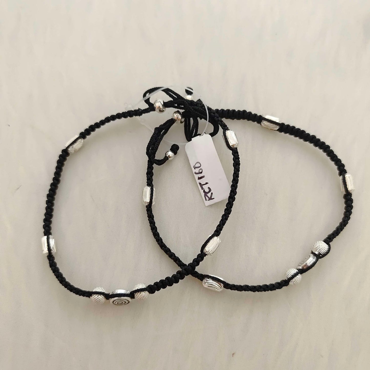silver black theard anklets-rct168 92.5 silver ramala jewelry / ramala collections