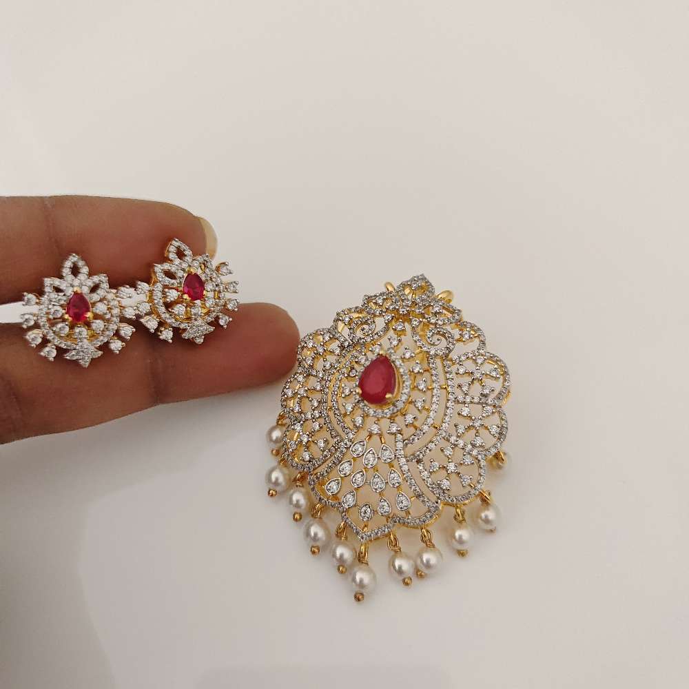 Silver Base gold polish CZ-stone Pendant Design-RCT229