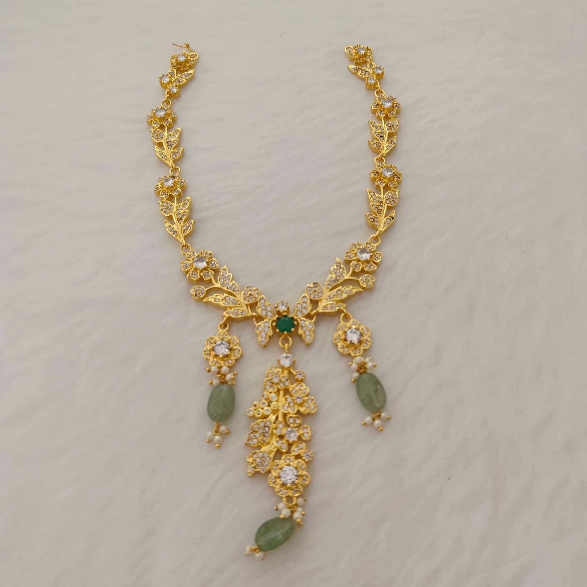 necklace silver rose polish cz- necklace-rcd384 pearl 92.5 silver ramala jewelry / ramala collections