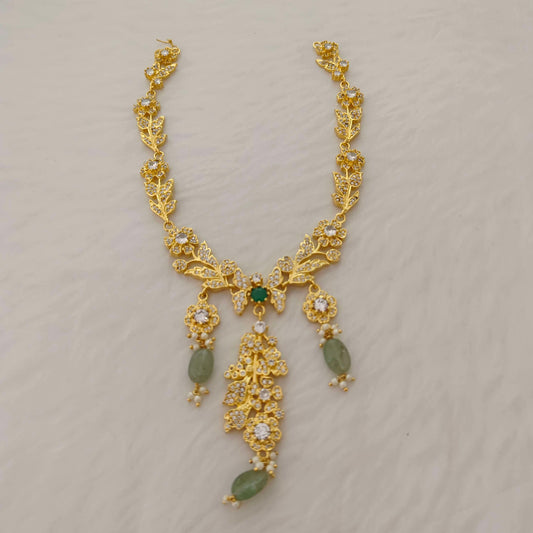 necklace silver rose polish cz- necklace-rcd384 pearl 92.5 silver ramala jewelry / ramala collections