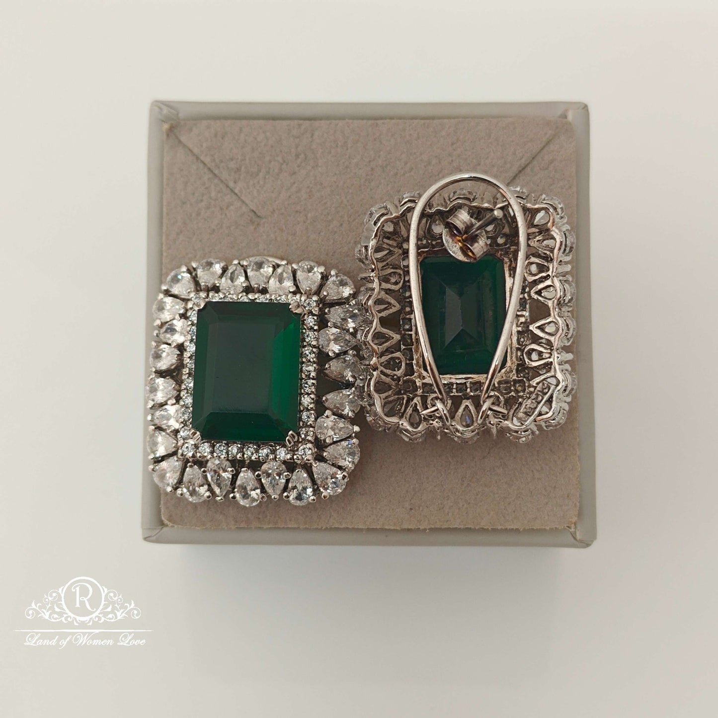 Silver CZ- Stones Stud Design Earrings-RCH576