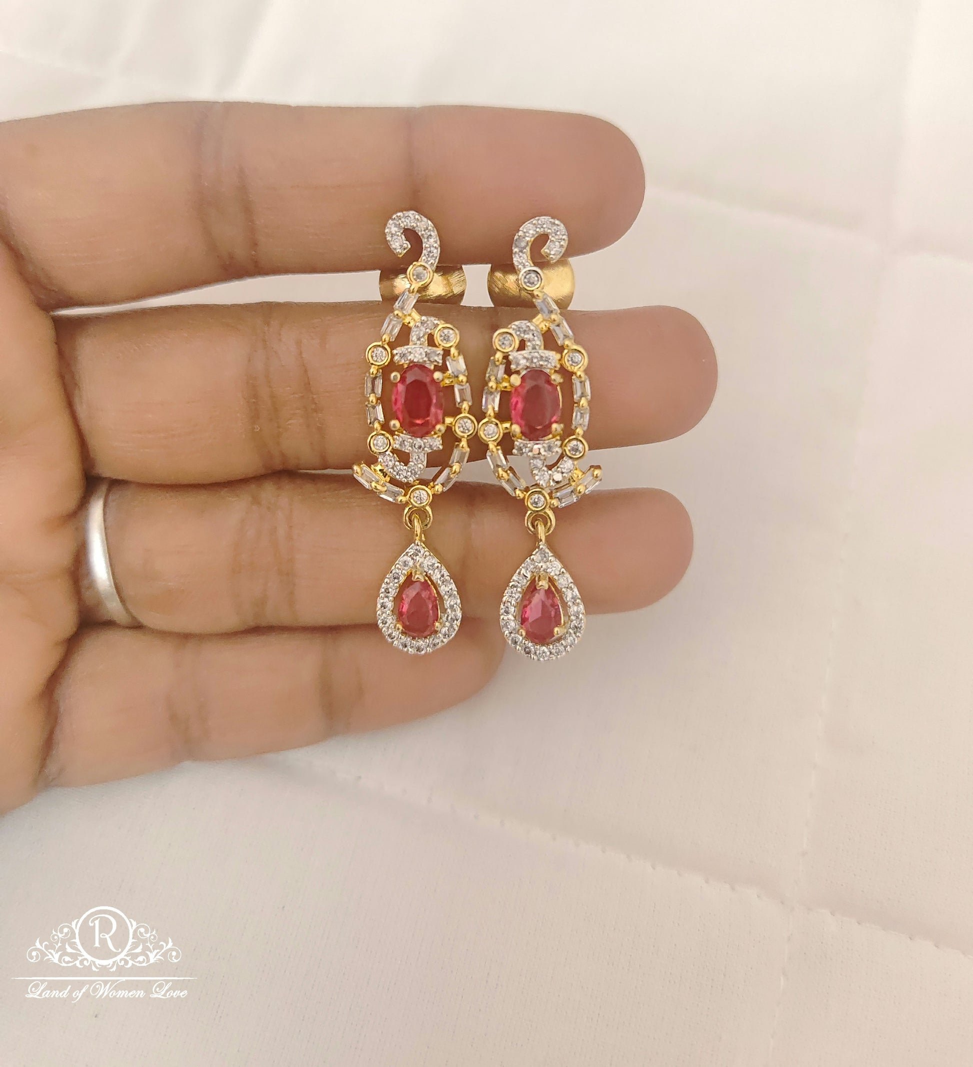 earrings silver cz- stones earrings-jr206 cz 92.5 silver ramala jewelry / ramala collections