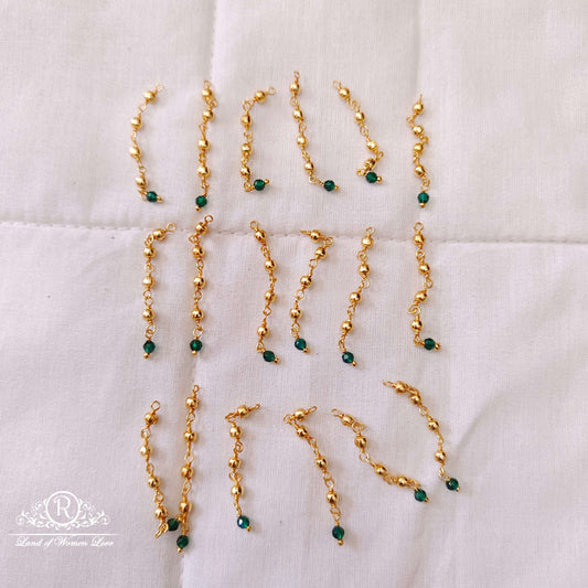 Silver green stone balls hanging -RCJR258