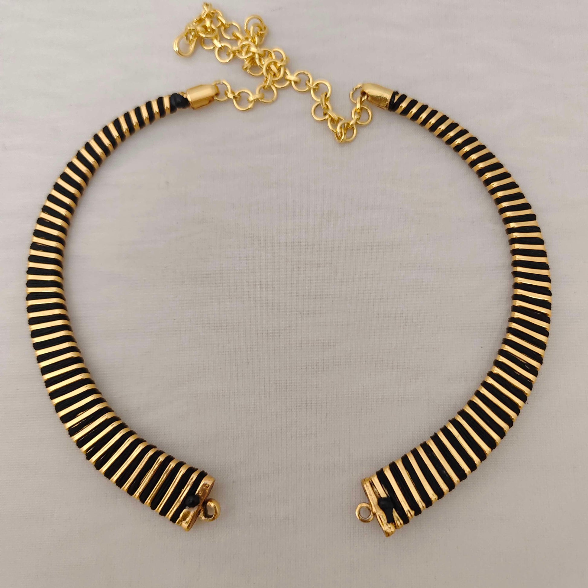 necklace silver black theard choker -rcd276 92.5 silver ramala jewelry / ramala collections