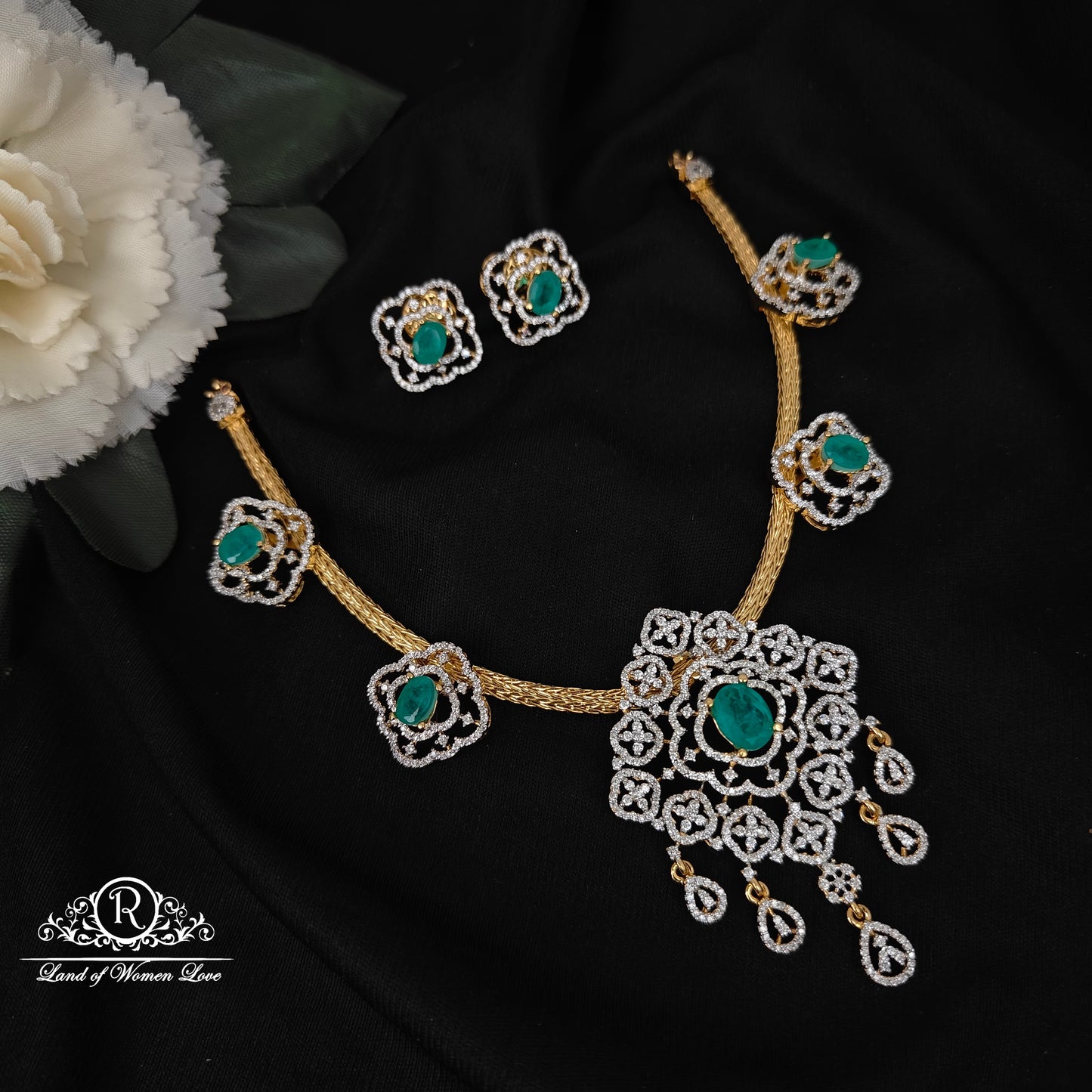 earrings 92.5 silver simple and cute necklace with earrings set -rc06m1266 92.5 silver ramala jewelry / ramala collections