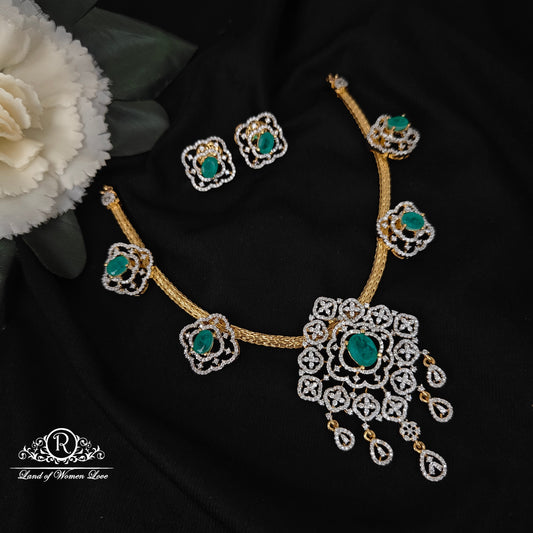 earrings 92.5 silver simple and cute necklace with earrings set -rc06m1266 92.5 silver ramala jewelry / ramala collections