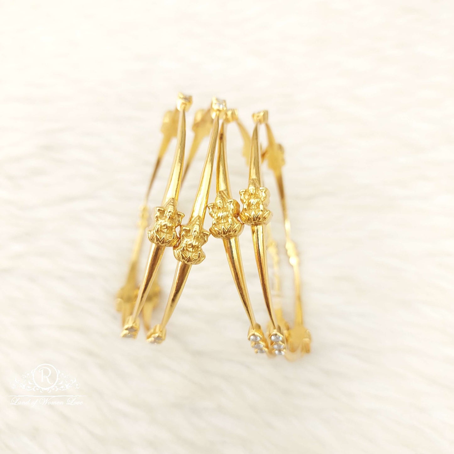 Silver White Stones Lakshmi Devi Bangles-C153