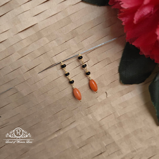 earrings 92.5 silver cute black bead hangings - rch980 92.5 silver ramala jewelry / ramala collections