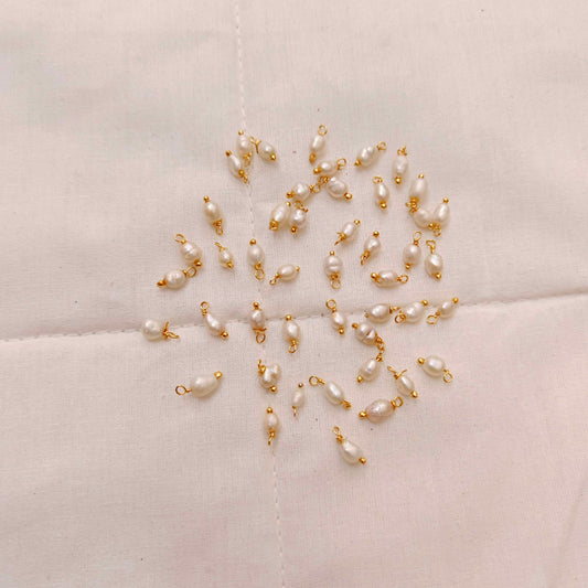 Silver gold polish single rice pears -RCJR263