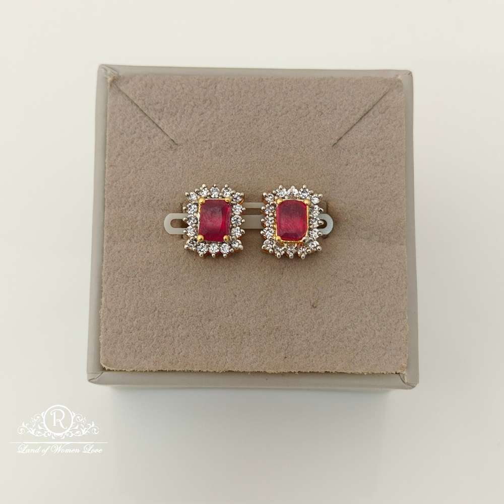 stud silver cz- kempu stone stud design earrings-rcv288 cz 92.5 silver ramala jewelry / ramala collections