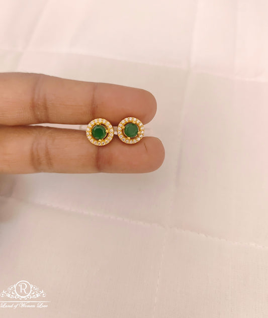 stud silver green stone small stud earrings-m375 92.5 silver ramala jewelry / ramala collections